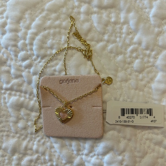 Gorjana NWT Rose Heart Shaped Pendant Necklace 18K Gold Plated Brass - Picture 4 of 4